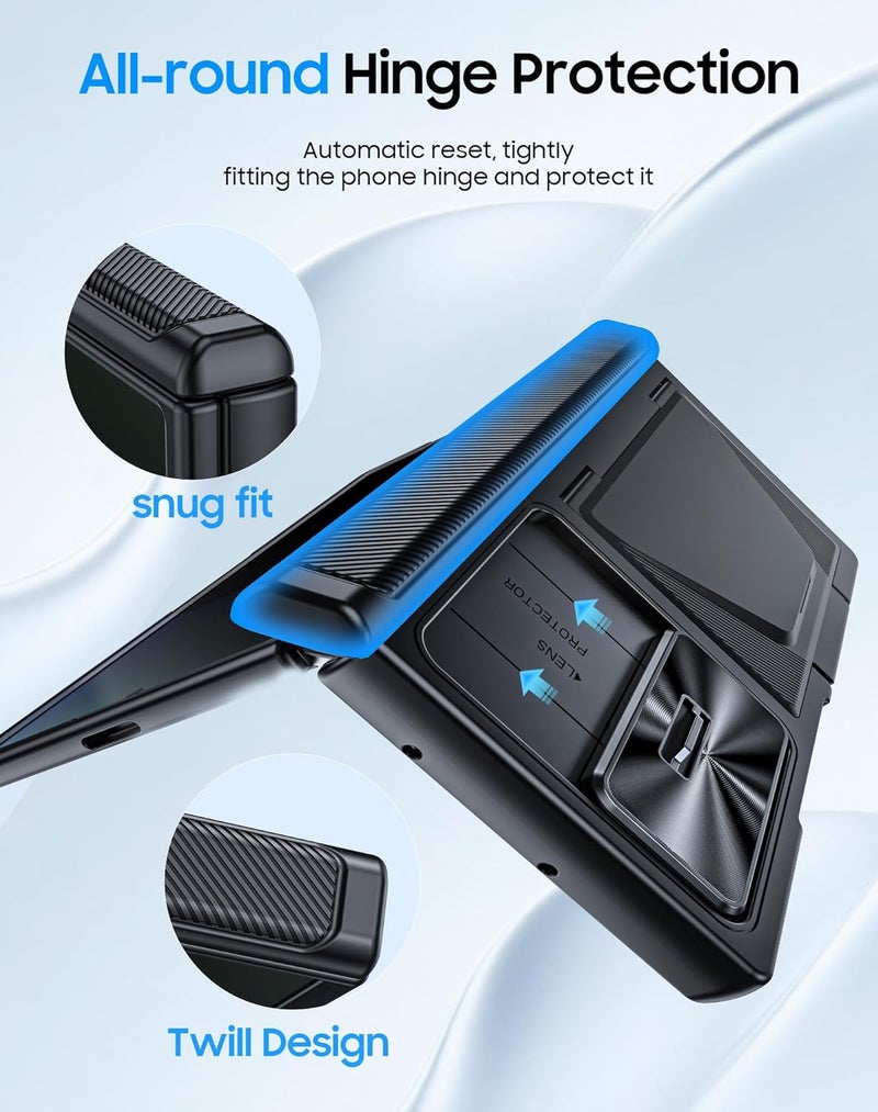 BSNRM for Samsung Galaxy Z Fold 7 Case with Card Holder RFID Blocking [Privacy Screen Protector ] [Slide Lens Cover] [Hinge Protection] Shockproof Protective Phone Wallet Case for Z Fold 7 (Black) - Image 5